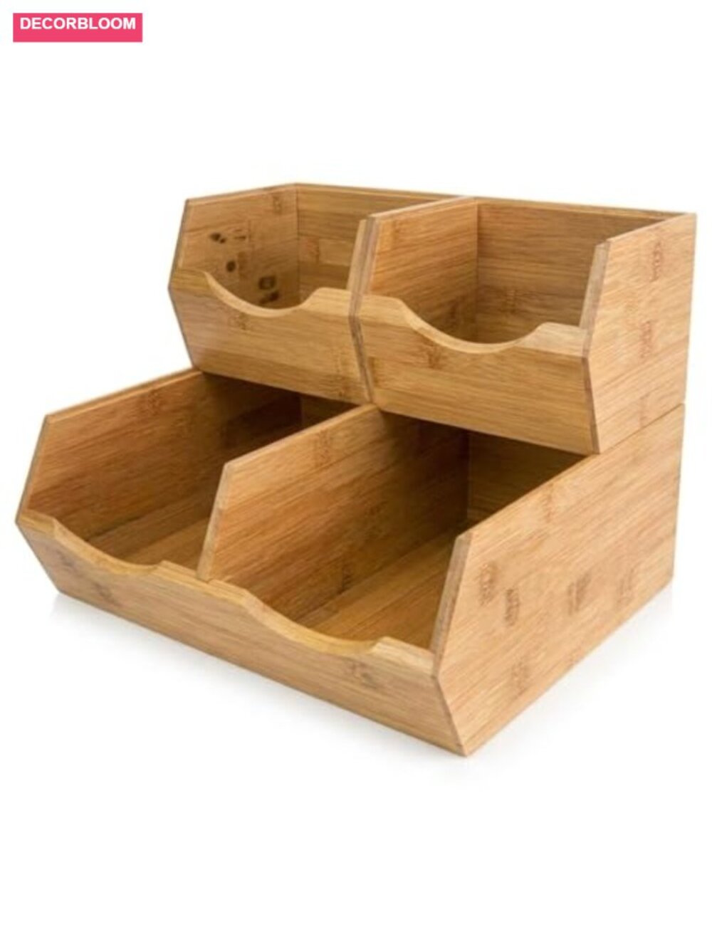 Bamboo Pantry Storage Bins Stackable Potato Onion Bin Set of 3 Kitchen